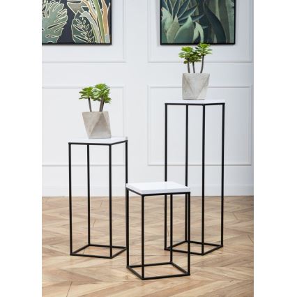 Стойка за цветя BASICLOFT 80x24 черен/бял