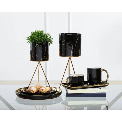 Стойка за цветя EMMA 32,5x13 см черна/златиста