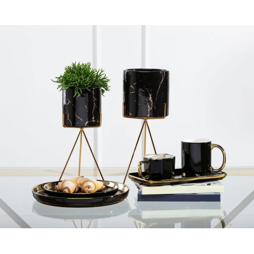 Стойка за цветя EMMA 32,5x13 см черна/златиста