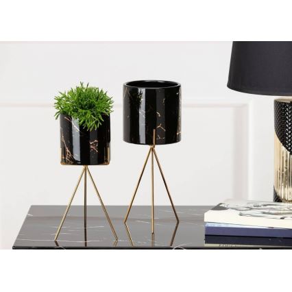 Стойка за цветя EMMA 32,5x13 см черна/златиста