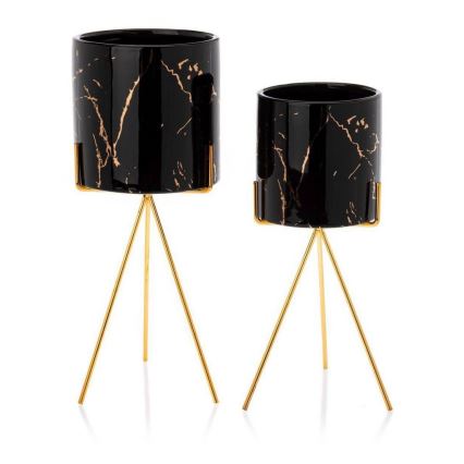 Стойка за цветя EMMA 32,5x13 см черна/златиста