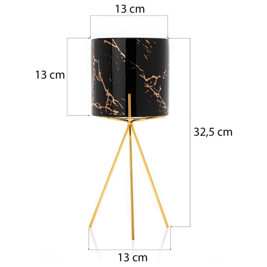Стойка за цветя EMMA 32,5x13 см черна/златиста