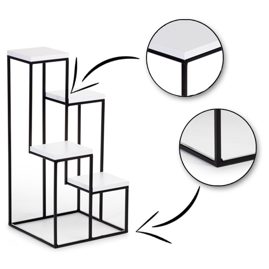 Стойка за цветя KASKADA 70x34 черен/бял