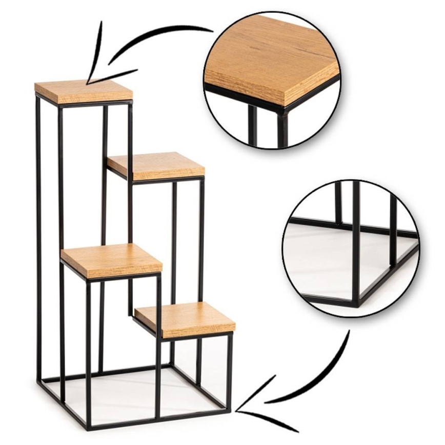 Стойка за цветя KASKADA 70x34 черен/кафяв