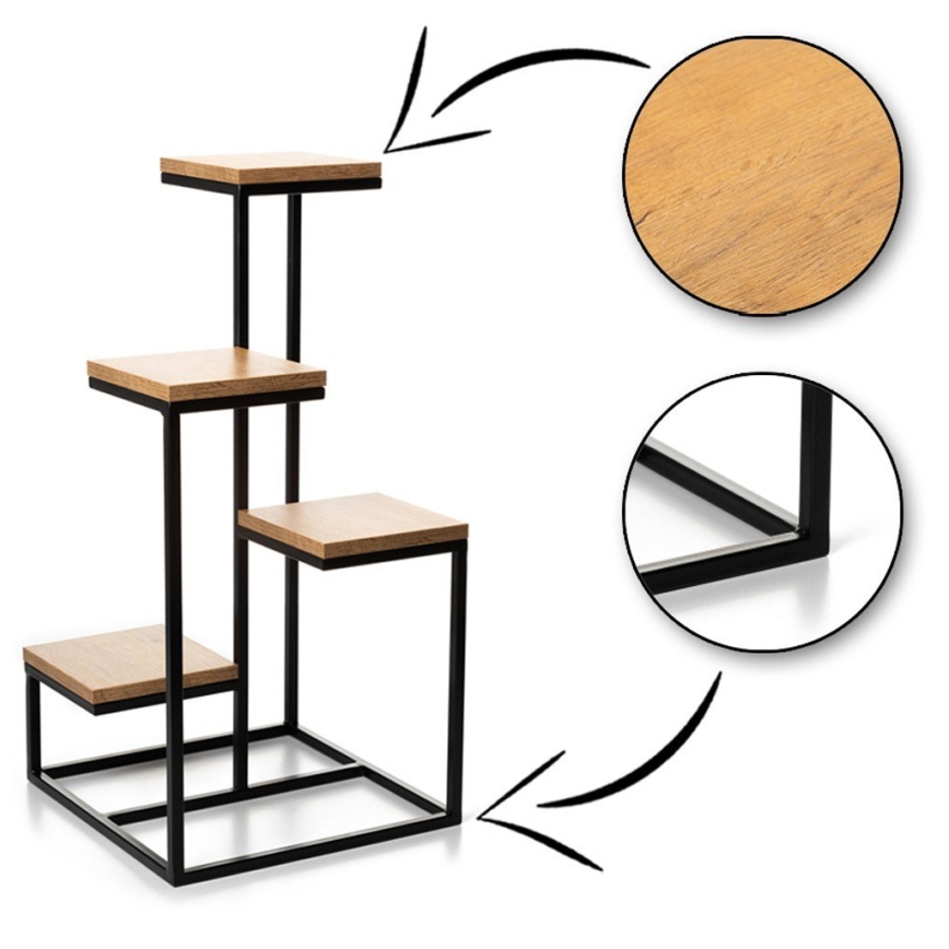 Стойка за цветя KASKADA 79x40 черен/кафяв