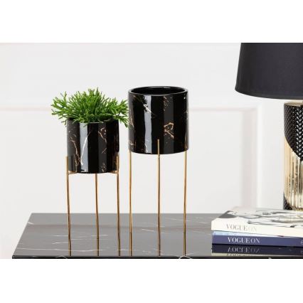 Стойка за цветя NILA 28x11 см черна/златиста