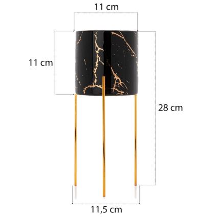 Стойка за цветя NILA 28x11 см черна/златиста