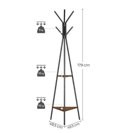 Стойка за дрехи LINEA, черно/кафяво