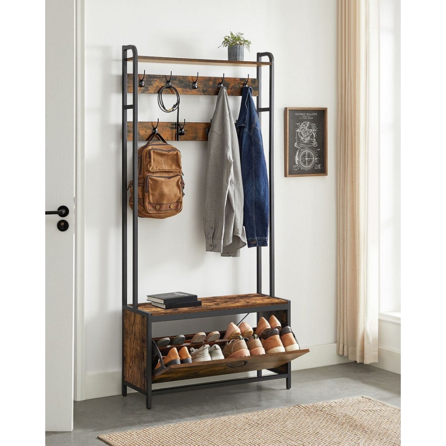 Стойка за дрехи NAVOR кафява/черна