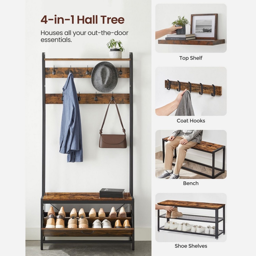 Стойка за дрехи NAVOR кафява/черна