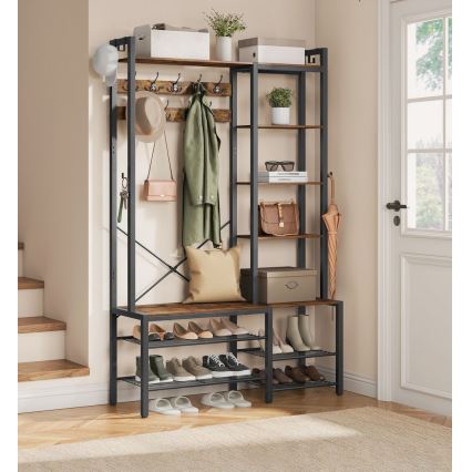 Стойка за дрехи NAVOR, кафява/черна