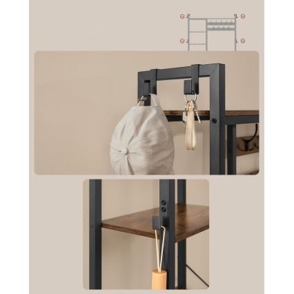 Стойка за дрехи NAVOR, кафява/черна