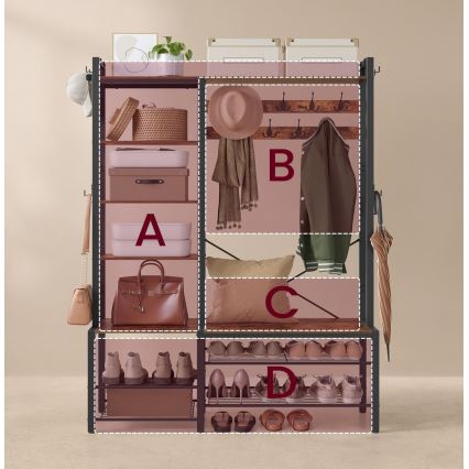 Стойка за дрехи NAVOR, кафява/черна