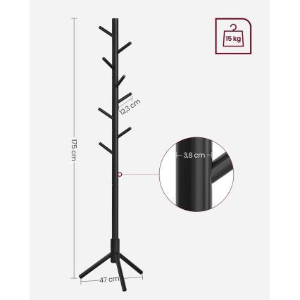 Стояща закачалка LINEA, черна