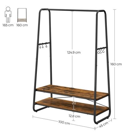 Стояща закачалка LINEA, кафява/черна
