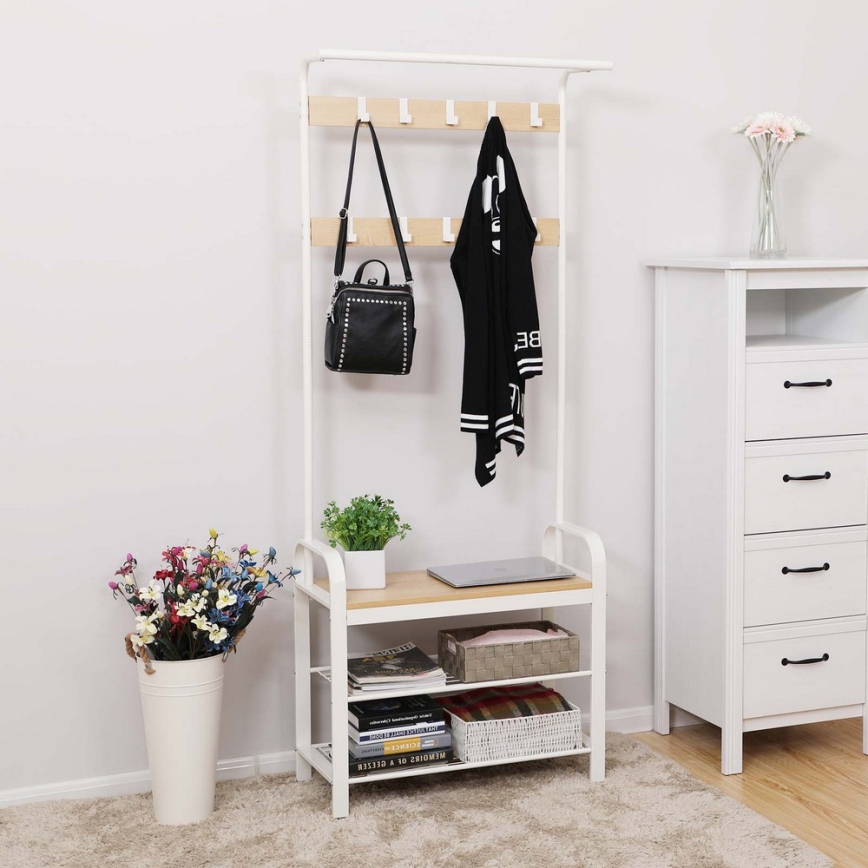 Стояща закачалка NAVOR, кафяво/бяло