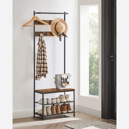 Стояща закачалка NAVOR, кафява/черна