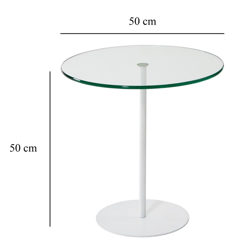 Странична маса CHILL 50x50 см бял/прозрачен