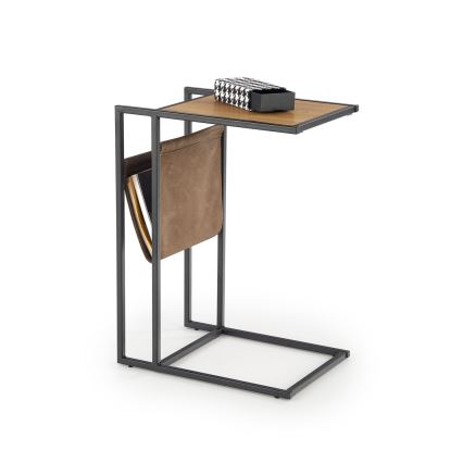 Странична маса COMPACT 65x47 см черен/кафяв