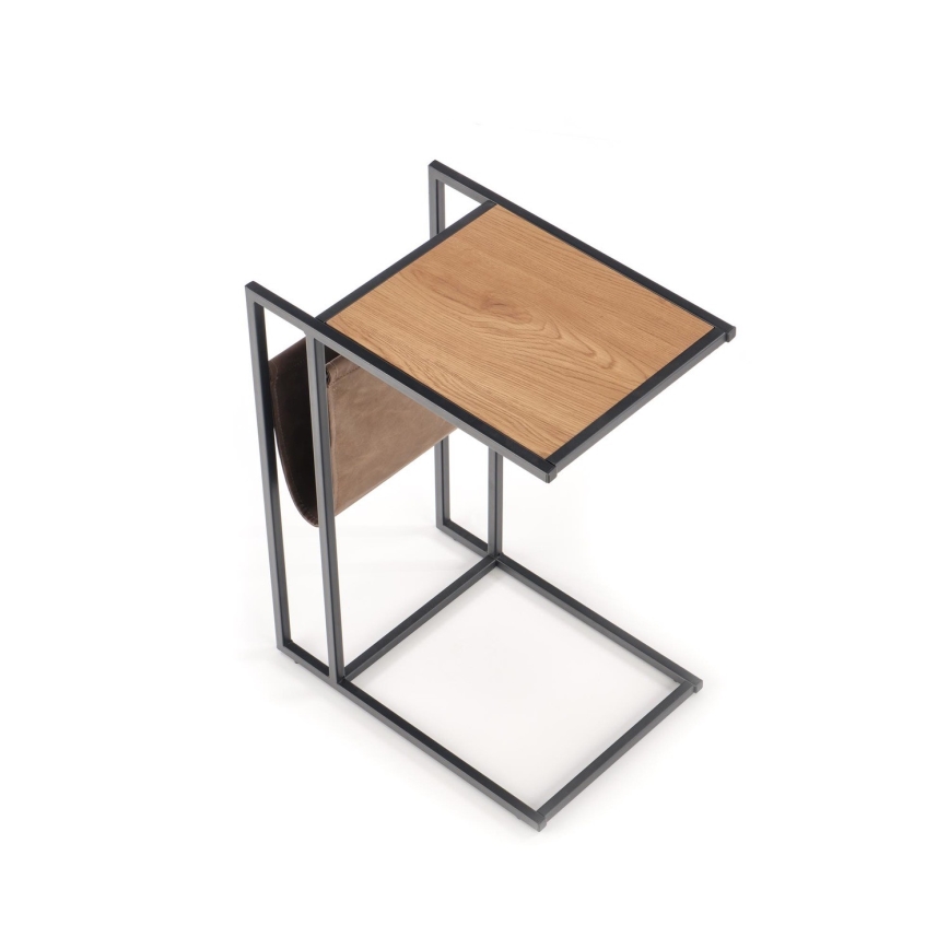 Странична маса COMPACT 65x47 см черен/кафяв