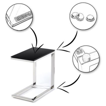 Странична маса STIVAR 30x50 см лъскав хром/черен