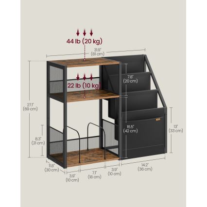 Странична масичка LUVOR 81x30 см кафява/черна