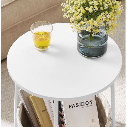 Странична масичка NOIRA бяла/светло кафява