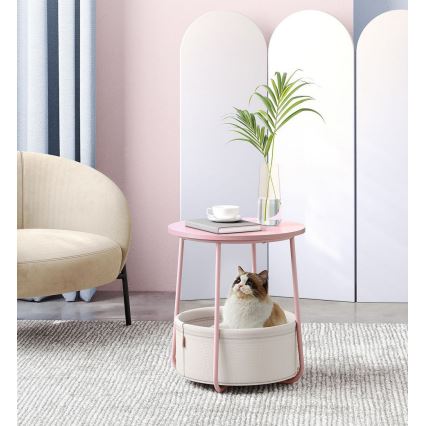 Странична масичка NOIRA, розова/бяла