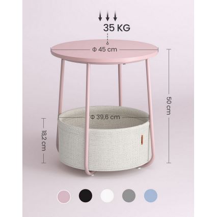 Странична масичка NOIRA, розова/бяла