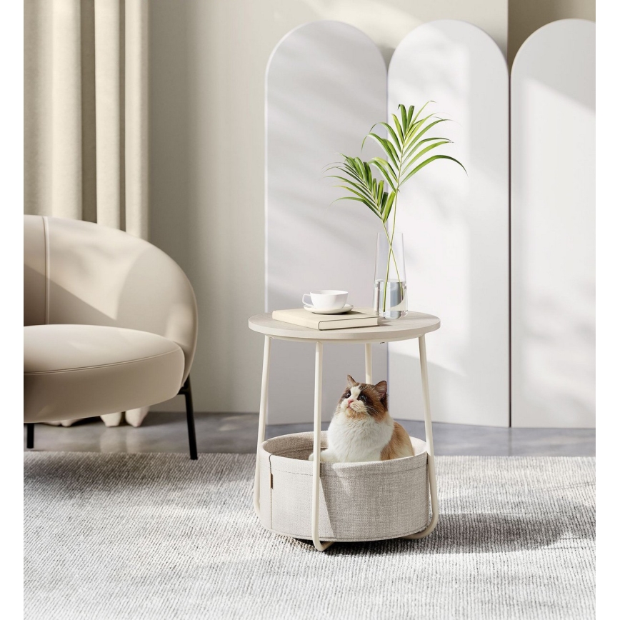 Странична масичка NOIRA кремава/бяла