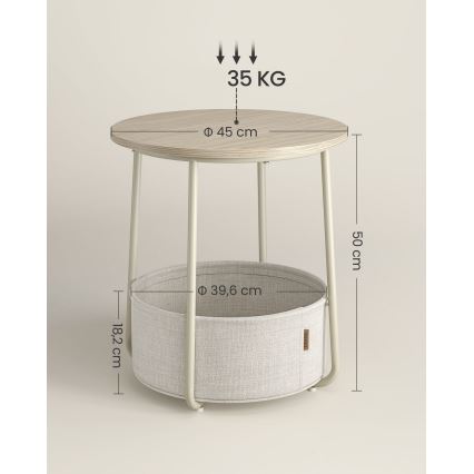 Странична масичка NOIRA кремава/бяла