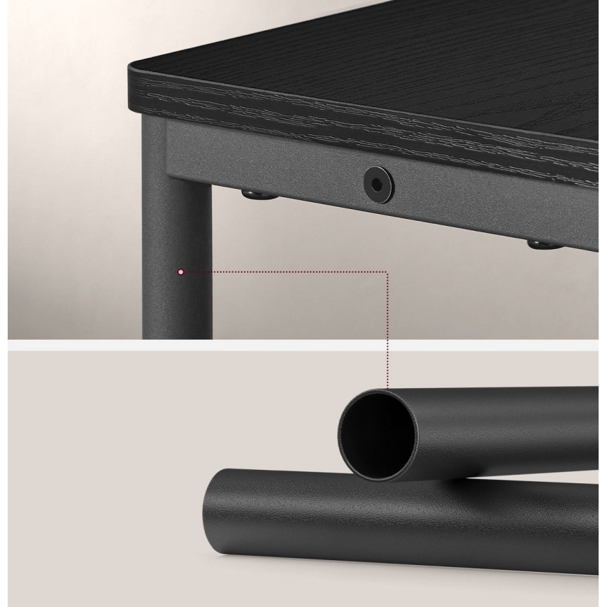 Странична масичка ROD с вградена електрическа розетка и USB портове, черна