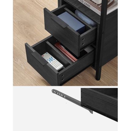 Странична масичка ROD с вградени контакти и USB портове, черна