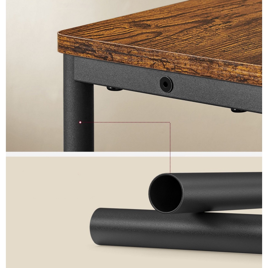 Странична масичка с вградена розетка и USB портове ROD кафява/черна