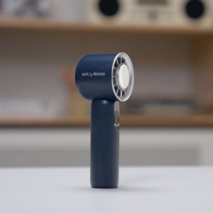 Stylies - Преносим акумулаторен ръчен вентилатор LACERTI 8W/5V 3000 mAh, син