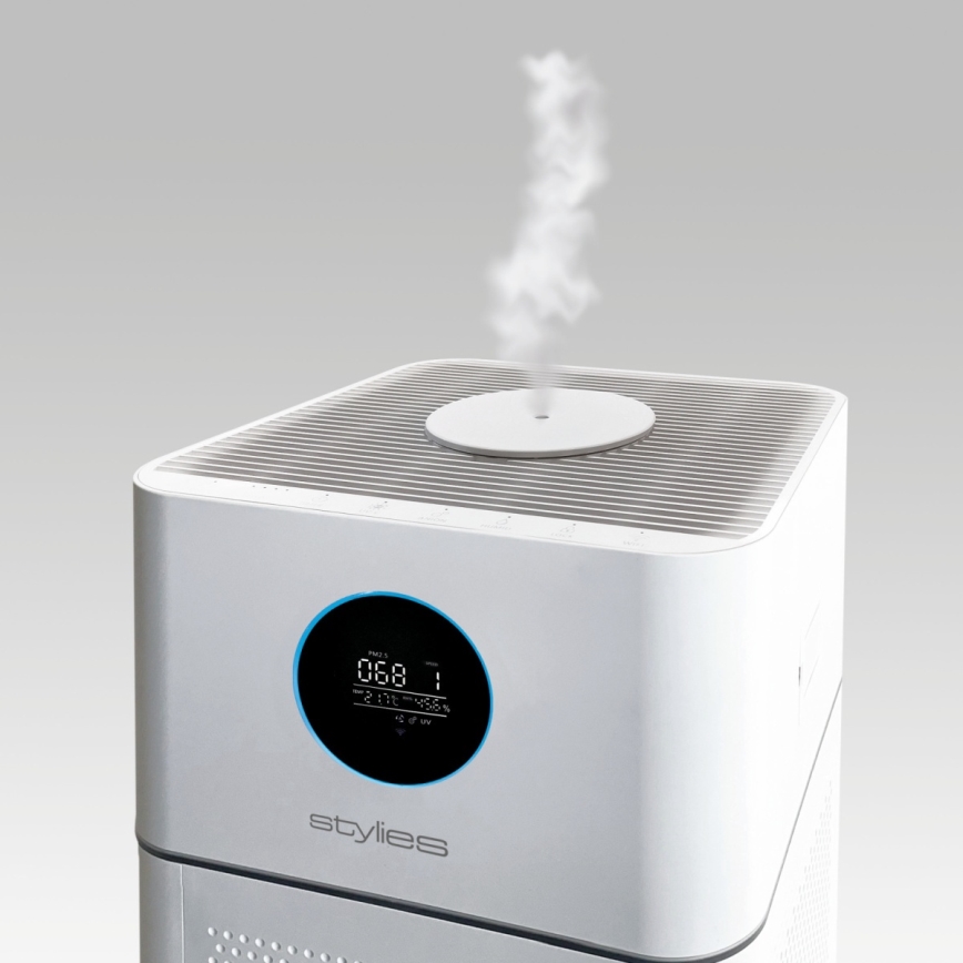 Stylies - Пречиствател на въздуха с овлажнител и UV-C лампа ALPHA 68W/230V Wi-Fi бял