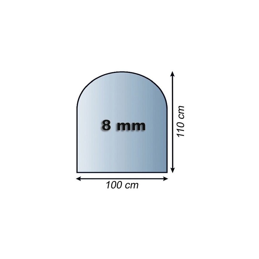 Стъкло под камина 1100x1000x8 мм полуарка
