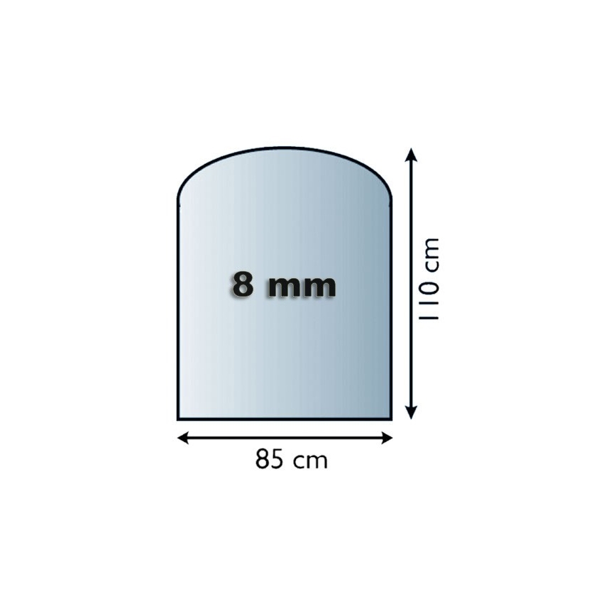 Стъкло под камина 1100x850x8 мм полуарка