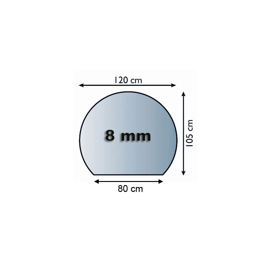 Стъкло под камина 1200x1050x8 мм полукръгъл
