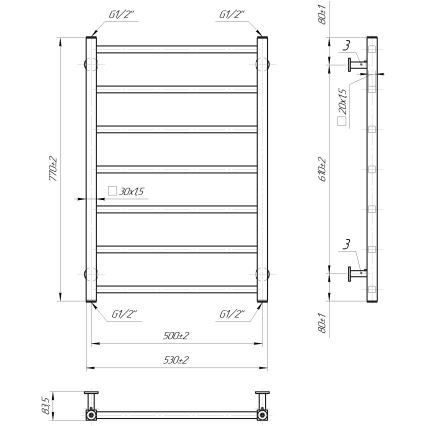 Сушилник за кърпи за баня INOX TOKIO 161W/230V 77x53 cm неръждаема стомана/черен