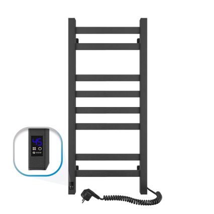 Радиатор за баня тип стълба с термостат AVANGARD 251W/230V 80,6cm IP44 черен десен квадратен