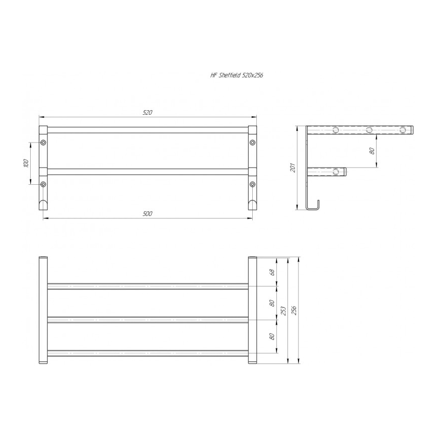Сушилник за кърпи за баня за радиатор HF SHEFFIELD 52x25,6 см бял