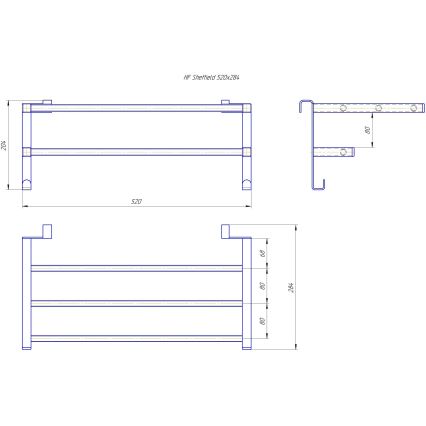 Сушилник за кърпи за баня за радиатор HF SHEFFIELD 52x28,4 cm, черен