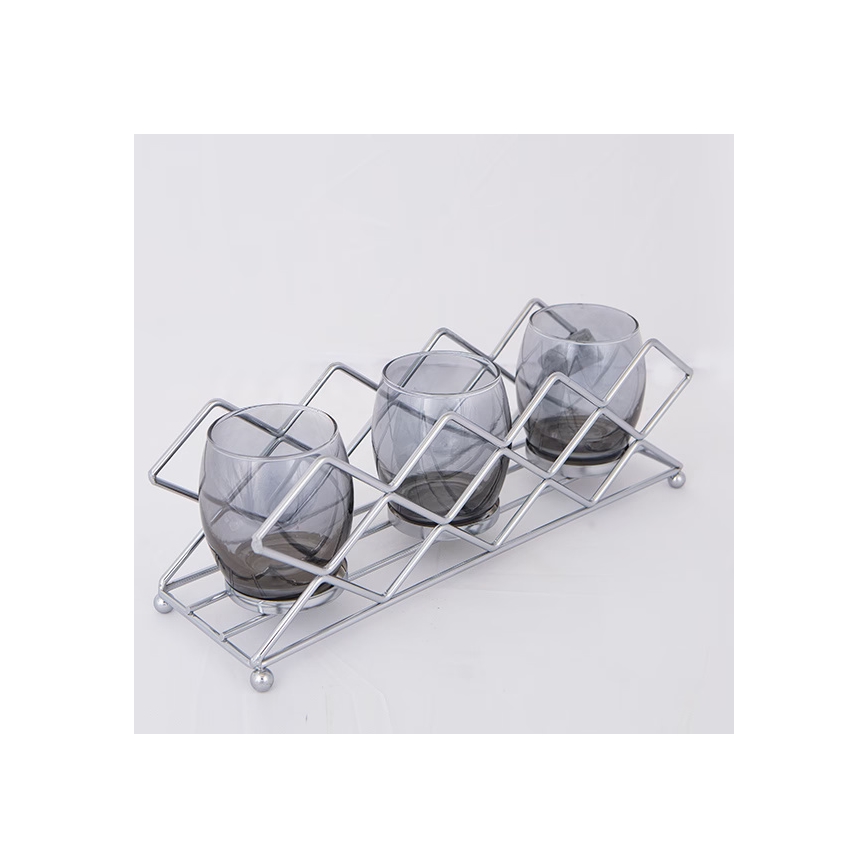 Свещник 33x10x11 см, лъскав хром