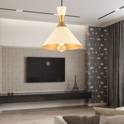 Светилник MONZA 1xE27/40W/230V Ø 25 cm крем/злато