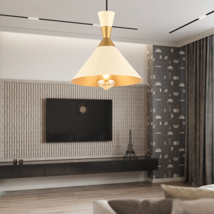 Светилник MONZA 1xE27/40W/230V Ø 25 cm крем/злато