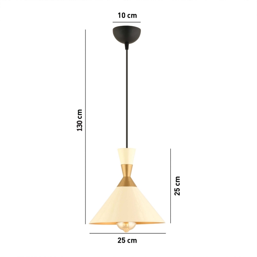 Светилник MONZA 1xE27/40W/230V Ø 25 cm крем/злато