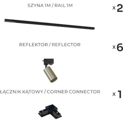 Світильник точковий Zuma Line - у системі направляючого 6xGU10/35W/230V чорний/золотий