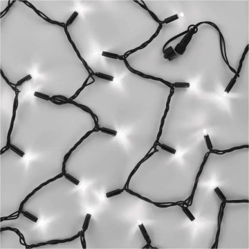 Свързваема гирлянда 100xLED/10m IP44, студено бяло, черна