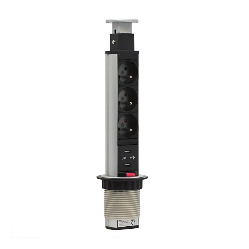 Свързващ модул с контакти за маса 2x230V + 2xUSB